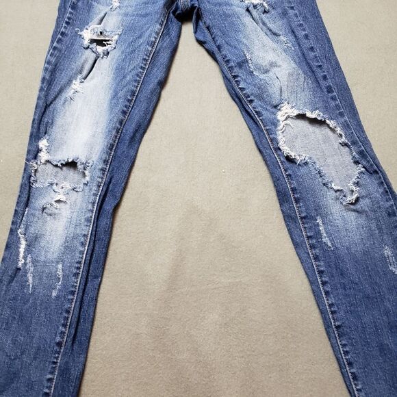 KANCAN Dark Wash Distressed Destroyed Skinny Jeans - Picture 13 of 16